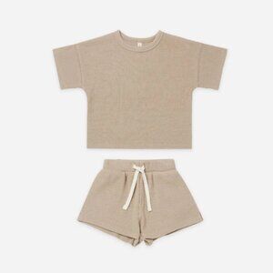 Quincy Mae Tan Waffle Tee + Shorts Set